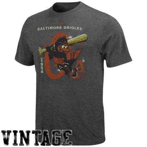Majestic Baltimore Orioles Vintage Classic Heathered T-shirt - Charcoal (Small)