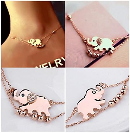 Barefoot Sandal Beach Foot Chain Rose Gold Plated Elephant Charm Anklet Bracelet
