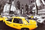 Car Posters: Rush Hour Times Square - Yellow Cabs Poster, 36x24 Poster Print, 36x24 Travel Poster Print, 36x24