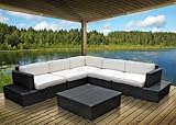 Outdoor Patio Wicker Sofa Sectional 6 Pc Corner Sectional Set Espresso/white - All Weather & Free Shipping!