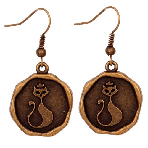 Yazilind Irregular Polygon Round Carved Long Tail Cat Ear Wire Hook Dangle Earrings