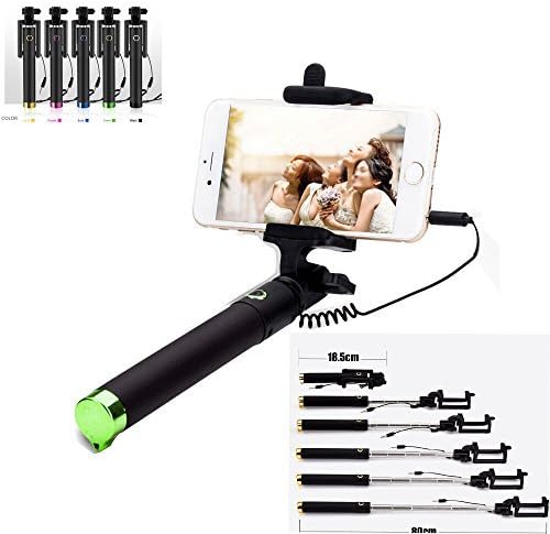 Universal Selfie Stick, Extendable Selfie Stick for Iphone and Android Smartphone Don't Need to Charge (Green)
