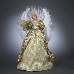 Deluxe Seasons of Elegance Gold Lighted Fiber Optic Angel Christmas Tree Topper
