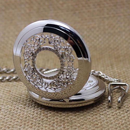 SunShine Day 2015 Fashion Watch Mechanical Pocket Silver Color Hollow Out Watch With Pin Chain Relogio De Bolso P804C