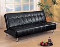Furniture online: Contemporary Black Vinyl Futon Sofa Bed w/Metal Legs