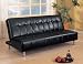 Contemporary Black Vinyl Futon Sofa Bed w/Metal Legs