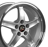Cobra R Deep Dish Style Wheel with Machined Lip Fits Mustang (R) - Silver17x9