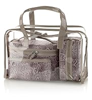 4 Piece Faux Snakeskin Print Cosmetic Bag Set
