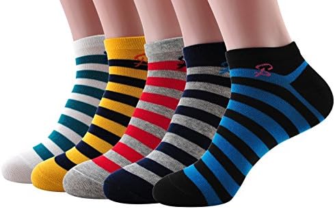 EZclassy-Man's 5 or 10 Pack No Show Colorful Athletic Ankle Socks