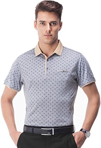Hollir tiger T Shirt Polo Neleus Men's Slim Fit Short-Sleeve Button Down Shirts (Medium, Gray)
