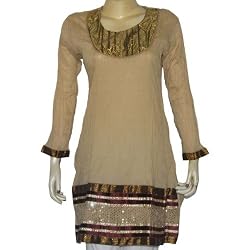 Womens Long Sleeve Cotton Top Kurti Size L