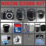 Nikon D7000 SLR Digital Camera with 18-55mm II Lens + 55-200mm DX Lens + Huge Accessories Package Including Wide Angle Macro Lens + Telephoto Lens + 32GB SDHC Memory Card + Hi-Speed SD Card Reader + Digital Flash + Extended Life Battery + Tripod + LCD Lens Cleaner Kit + LCD Screen Protectors + Memory Card Wallet + Carrying Case + Cleaning Cloth