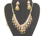 Gs37, Distinctive Gold Plated and Sterling Silver Necklace with Matching Earrings for Women and...