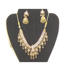 J26, Distinctive Gold Plated and Sterling Silver Necklace with Matching Earrings for Women and...