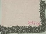 Knitted on Hand Knitting Machine Baby Pink Cotton Hand Crochet Finished with Dark Brown Chenille Infant Girls Large Blanket Size 32 By 45 Inches Trimmed Pink Letter Name or Initials up to Five Letters