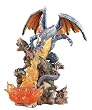 Blue Fire-Breathing Dragon Figurine - Cold Cast Resin - 12.75'' Height