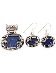 Lapis Lazuli Pendant with Matching Earrings Set - Sterling Silver
