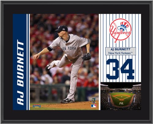 A.J. Burnett Plaque | Details: New York Yankees, Sublimated, 10x13, MLB Plaque