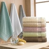 Set of 6 100% Mesopotamian Long Staple Turkish Towels (2 Bath Towels, 2 Hand Towels, 2 Wash Cloths) - Contempo by Kassatex, Ice Blue