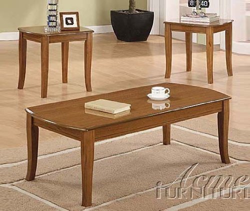 3pc Coffee Table & End Table Set in Oak Finish
