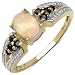 14K Gold Plated 0.70 ct. t.w. Opal and Black Spinel Ring in Sterling Silver