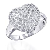14K White Gold Diamond Heart Ring, Size 7