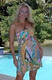 Tropical Print Beaded Halter Sundress