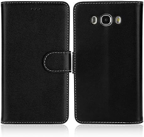 Samsung Galaxy J7 2016 Case, Xiangtian Flip Folio [Kickstand Feature] PU Leather Wallet Case with ID&amp;Credit Card Pockets for Samsung Galaxy J7 2016 Version (Black)