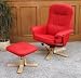 Relaxsessel Fernsehsessel Sessel mit Hocker M56 Kunstleder ~ rot