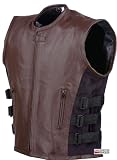 NEW BIKER MOTORCYCLE LEATHER VEST STYLISH BROWN