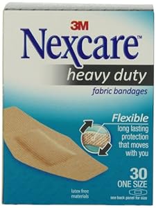 Nexcare Heavy Duty Flexible Fabric Bandages, One Size, 30-Count Packages (Pack of 4)