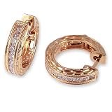 1/2 Carat Antique Diamond Hoop Earrings in Yellow Gold (with Safety Lock)