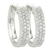 14K White Gold Diamond Hoop Earrings - 0.50 Ct.