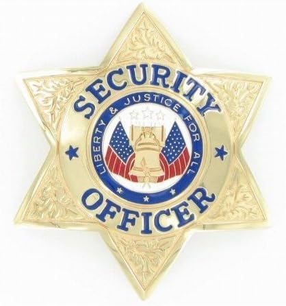 Security Officer 6 point Gold Star Badge - with Color Seal Liberty and Justice for All