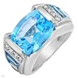 Ring With 6.65ctw Precious Stones - Genuine Diamonds, Topazes Crafted in 14K White Gold. Total item weight 7.4g - Certificate Available.