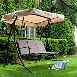 Realever Solano 3 Person Textilene Canopy Swing - Sand - SWING507-SAND