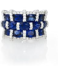 Diamond and Blue Sapphire 18k White Gold Ring