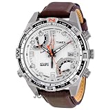 Timex Men’s T49866DH Intelligent Quartz Fly Back Chrono Compass Silver Case Brown Strap Watch