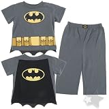 Batman Gray Toddler Pajamas for Boys with Cape