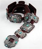 Large Sterling Silver and Turquoise Concho Belt by Kirk Smith, #11808