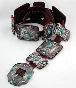 Large Sterling Silver and Turquoise Concho Belt by Kirk Smith, #11808