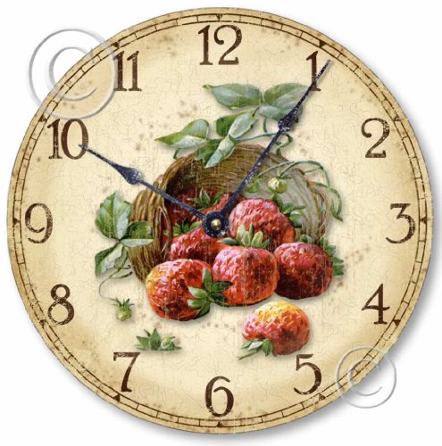 Item C6011 Vintage Style 10.5 Inch Rustic Strawberries Clock