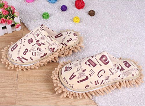 SummerBoom Alphabet Letters Microfiber Cleaning Slippers Camel, Multi-sizes Available, Mop Slippers Detachable Mopping Shoes Dusting Cleaning Tool 10 1/4"[Size:9.5-10]