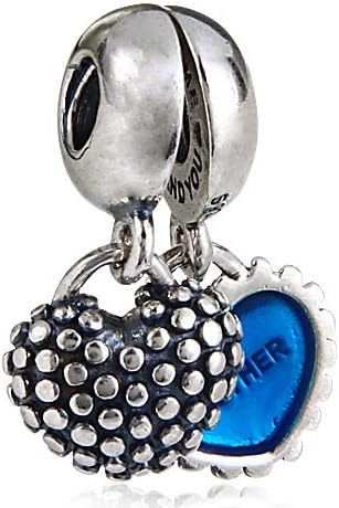 Hoobeads 1 Pair Mother&amp;son Dangle Charm Blue Enamel 925 Sterling Silver Charms Pandora Bracelets Compatible (Blue Enamel)