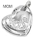 Sterling Silver CZ Fancy Mom Solid Heart Pendant