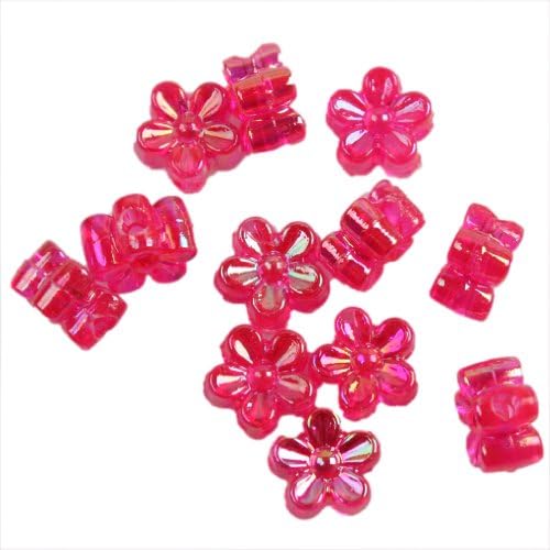 Red AB Color Plated Flower Acrylic Spacer Beads Charms Loose Beads 7mm (450)