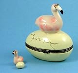 Tropical Pink Flamingo Egg Hinged Trinket Box phb