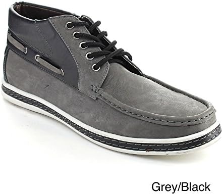 ALESSIO M921H Men Orignal High-Top Lace Up Oxfords Shoes, Color:GREY/BLACK, Size:9