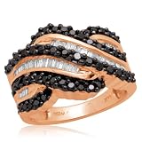 514KxvZVEYL. SL160  10k Pink Gold Black & White Diamond Anniversary Ring , Size 7