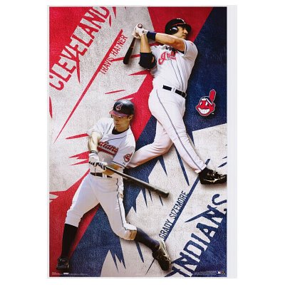Professionally Framed Cleveland Indians (Travis Hafner, Grady Sizemore) Sports Poster Print - 24x36 with RichAndFramous Black Wood Frame